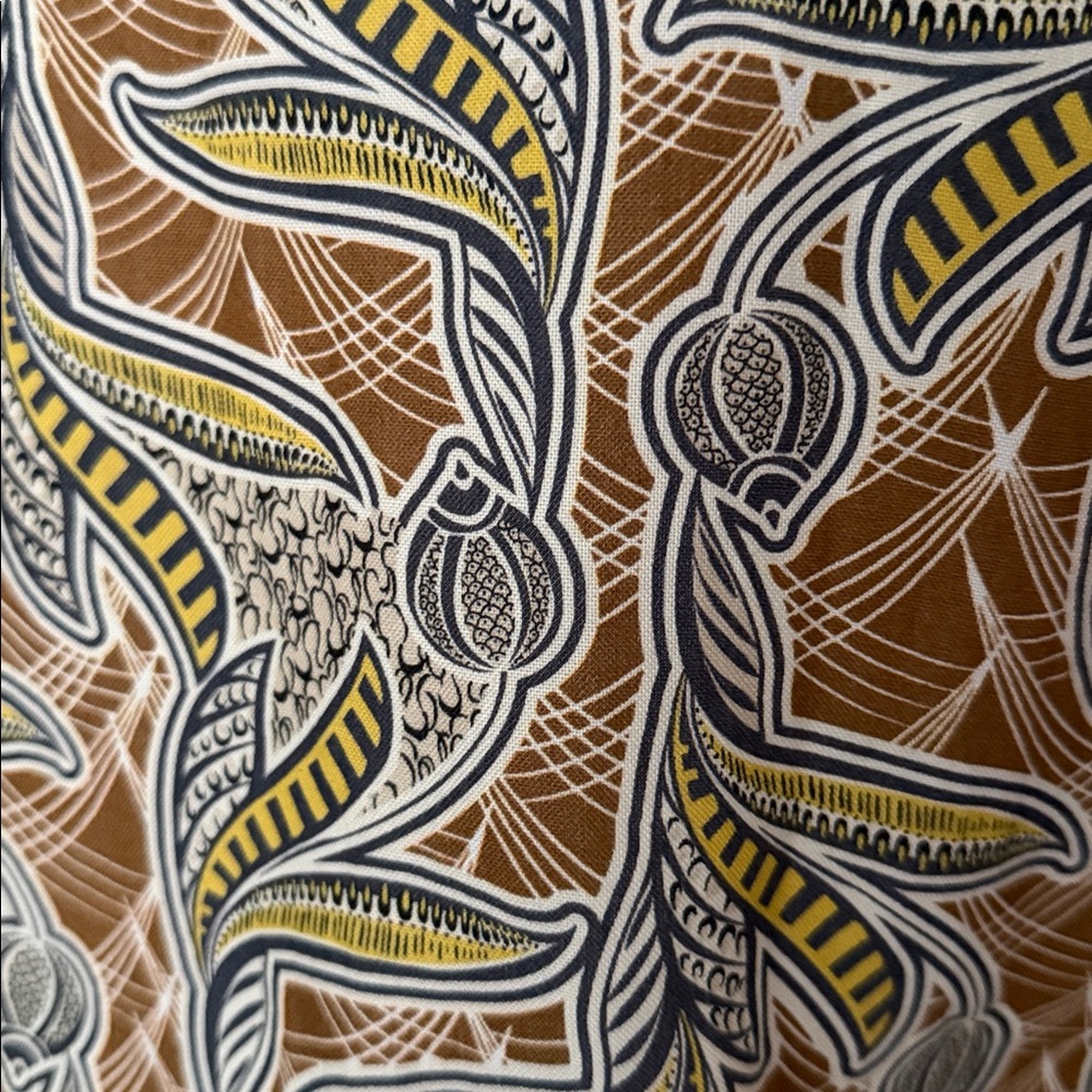 Nathalie Vleeschouwer dress V-neckline unique, earthy abstract floral pattern XS - Picture 6 of 9